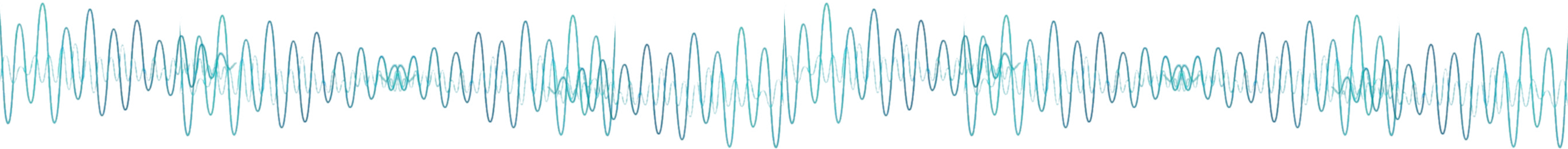 Abstract turquoise soundwave pattern on a teal background.